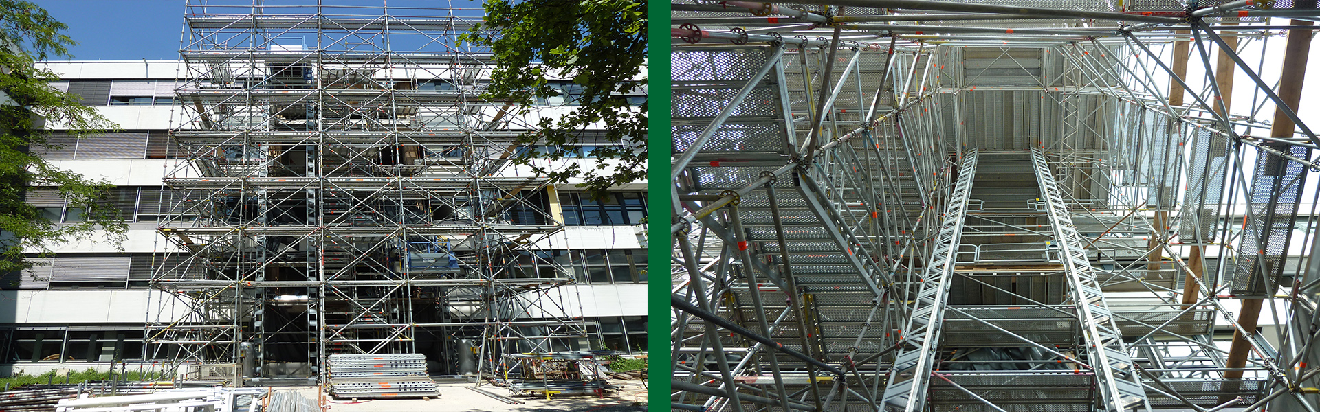 Aufbau Gerüstturm mit 2 Aufzügen